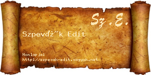 Szpevák Edit névjegykártya